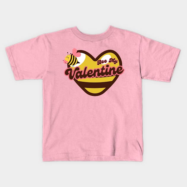 Bee My Valentine Heart Kids T-Shirt by Illustradise